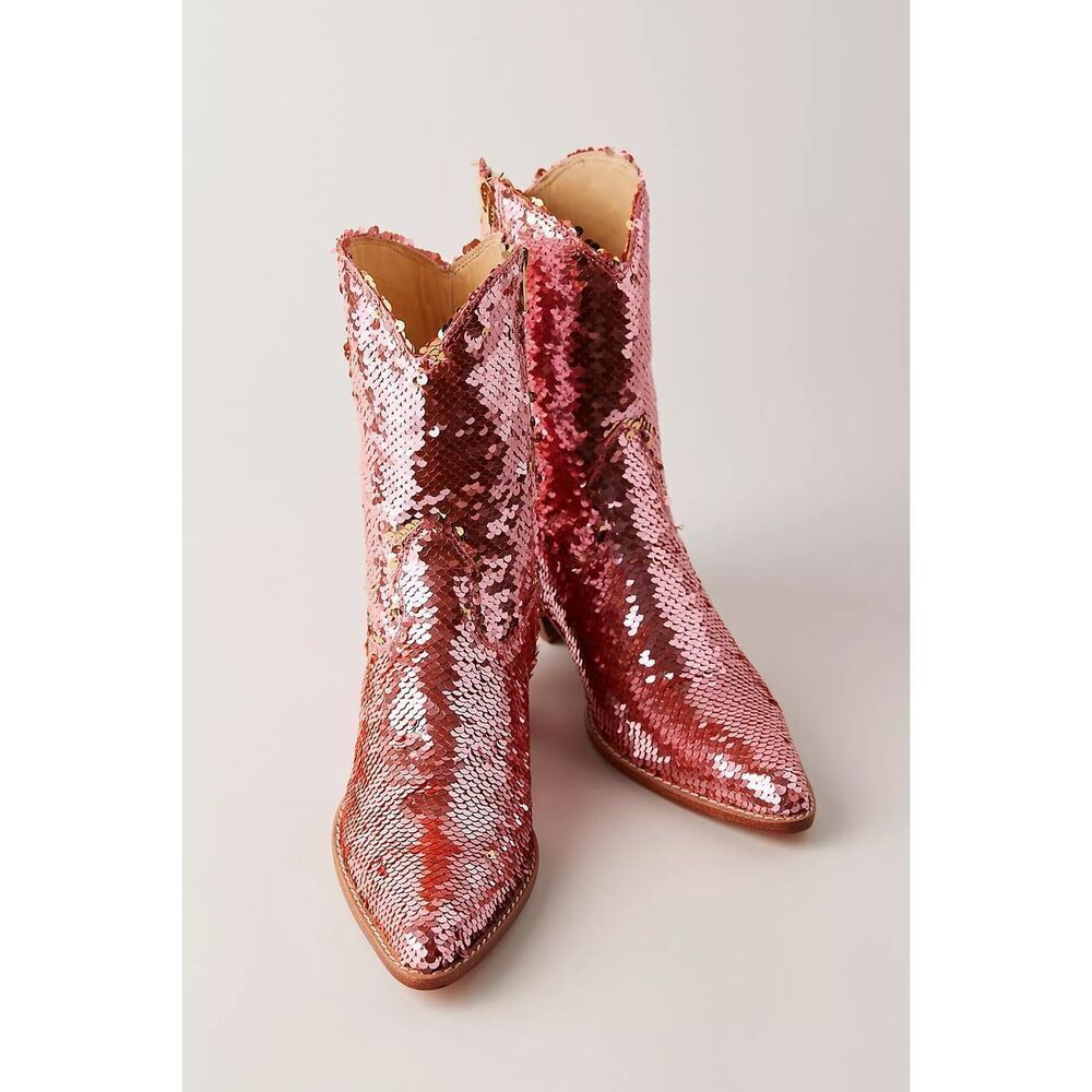New Free People x Momo Chameleon Sequin Boots Size 37